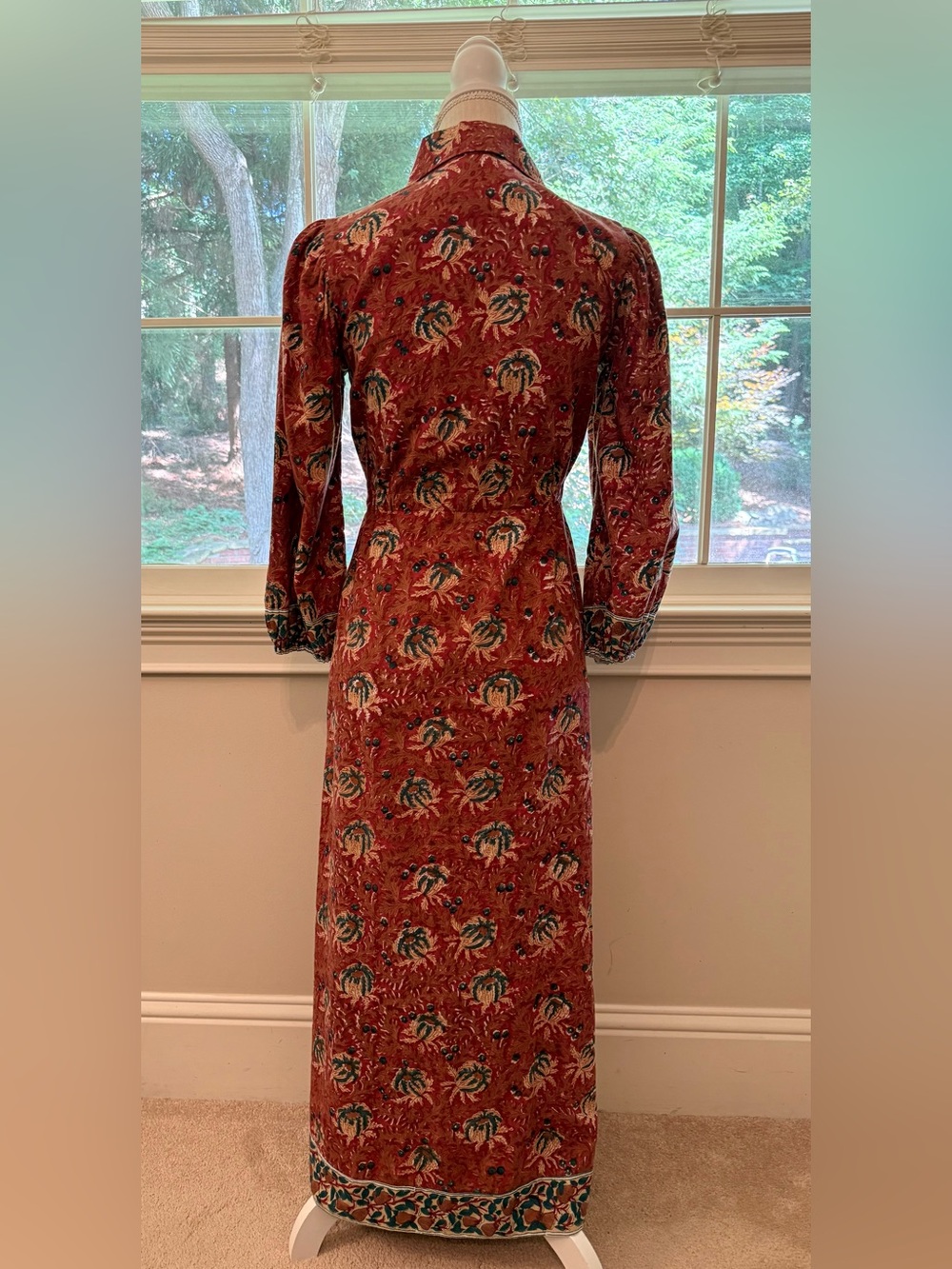 Victoria Dunn Rust Floral Button-Front Maxi Dress XS - Picture 3 of 7